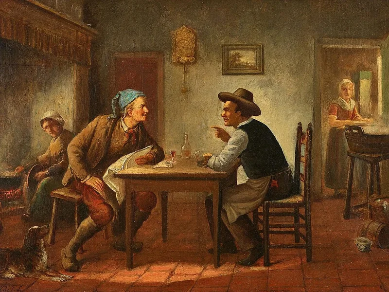 1836-Sipke Kool - Interno con due contadini che litigano